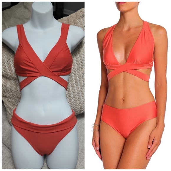 Lenny Niemeyer Plunging Wrap Top and Fold Down Waist Bottom Bikini Set